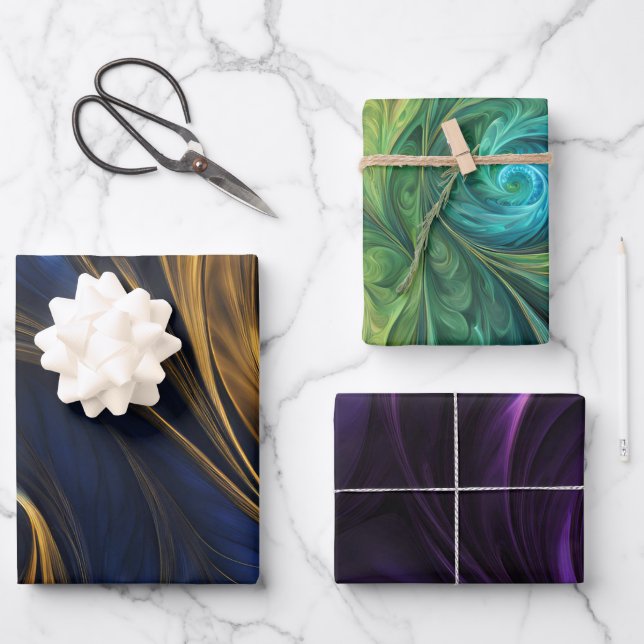 Coloridos Patrones De Swirl Iridiscente Papel De E (Anverso)