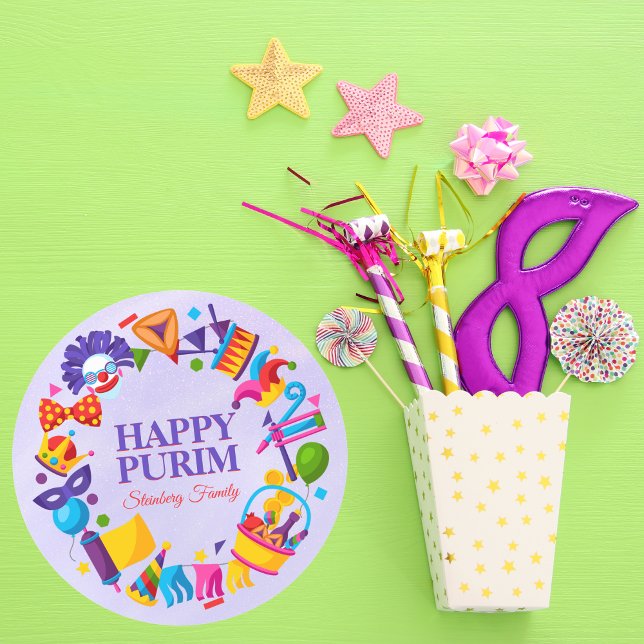 Coloridos Pegatinas de Happy Purim (Subido por el creador)