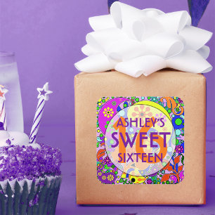 Coloridos Pegatinas de la fiesta de cumpleaños 16