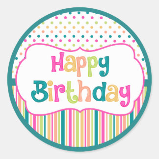 Coloridos pegatinas de la ronda de cumpleaños