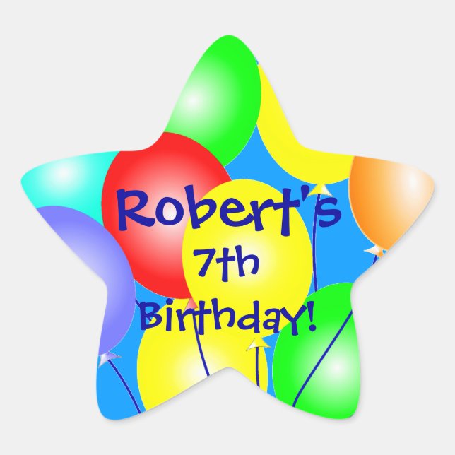 Coloridos Pegatinas de los globos de cumpleaños (Anverso)