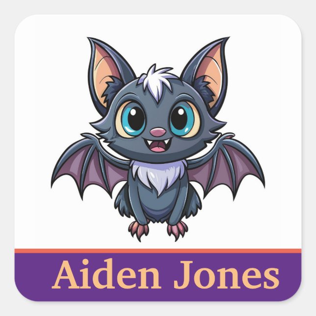 Coloridos pegatinas de murciélago personalizados (Anverso)