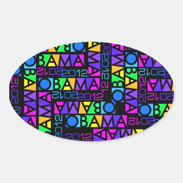 Coloridos pegatinas de Obama 2012 (Anverso)