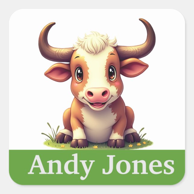 Coloridos pegatinas de vaca personalizados (Anverso)