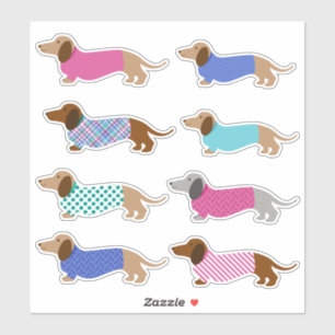 Coloridos Pegatinas del Pastel Dachshund