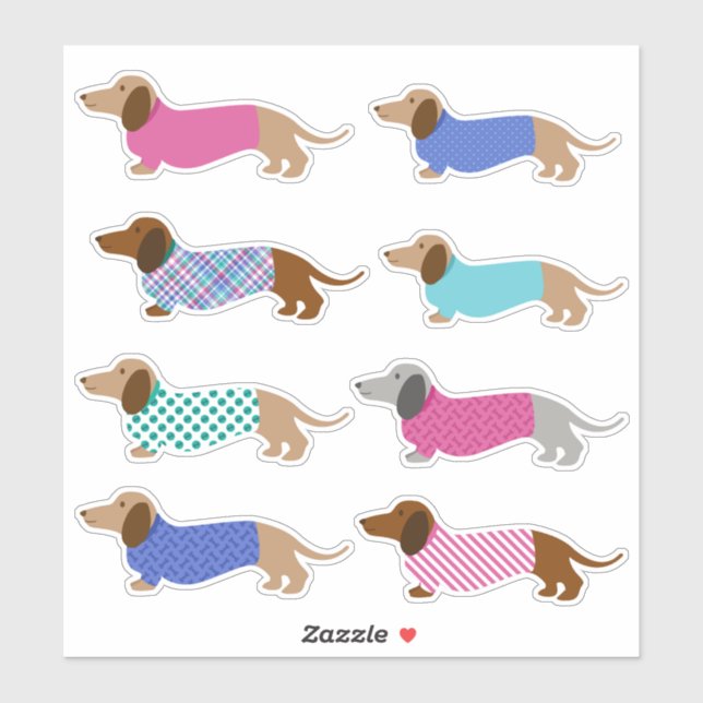 Coloridos Pegatinas del Pastel Dachshund (Hoja)