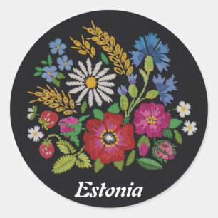 Coloridos Pegatinas estonios de flores silvestres
