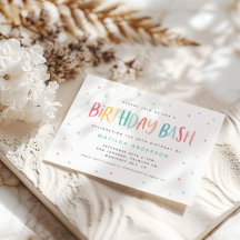 Coloridos puntos de polka bash de cumpleaños arcoi