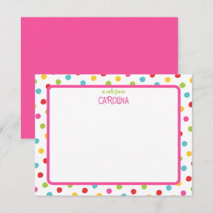 Coloridos puntos de Polka en tarjeta de apunte de 