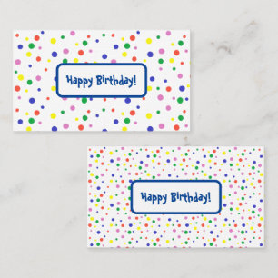 Coloridos puntos de polka, etiquetas de cumpleaños