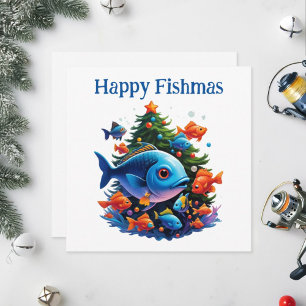 Coloridos saludos de Navidad para los pescadores.