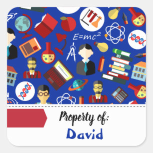 Coloridos suministros escolares Etiqueta de nombre