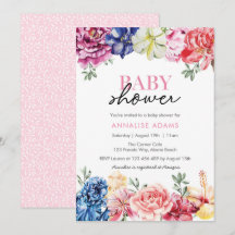 Colorosa invitación de Baby Shower floral