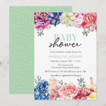 Colorosa invitación de Baby Shower floral