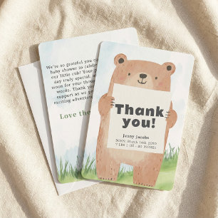 Coloroso Adorable Bear Invitación bebé Gracias