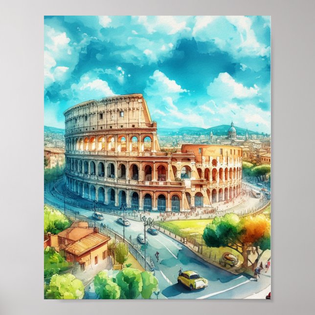 Colosseo de Roma Arte acuático de Italia (Frente)