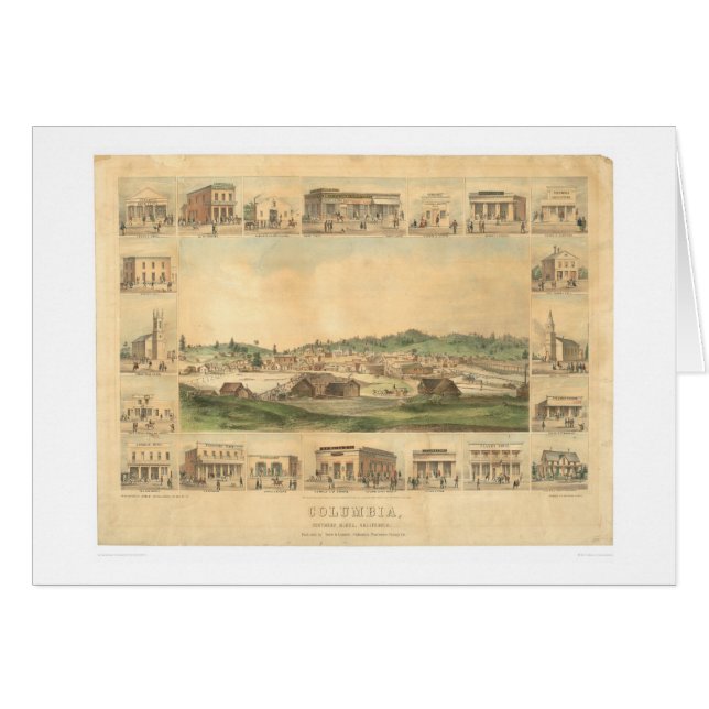 Columbia, mapa panorámico 1855 (0441A) del CA (Anverso (Horizontal))