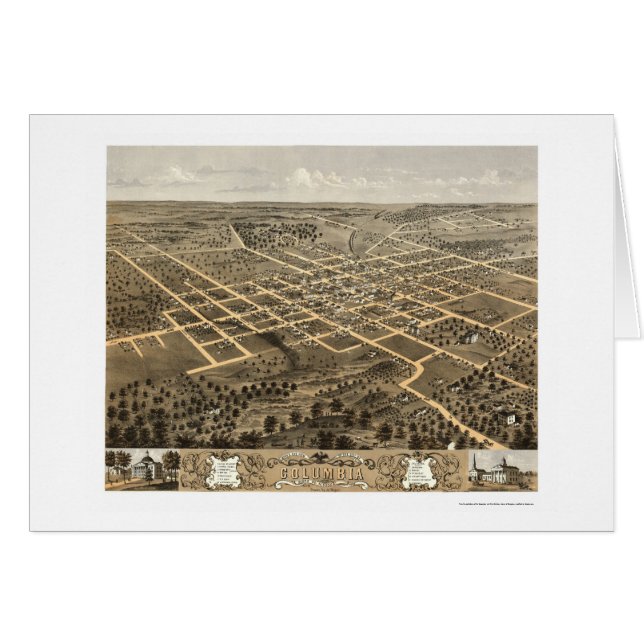 Columbia, mapa panorámico del MES - 1869 (Anverso (Horizontal))