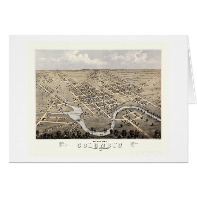 Columbus, mapa panorámico de los WI - 1868 (Anverso (Horizontal))