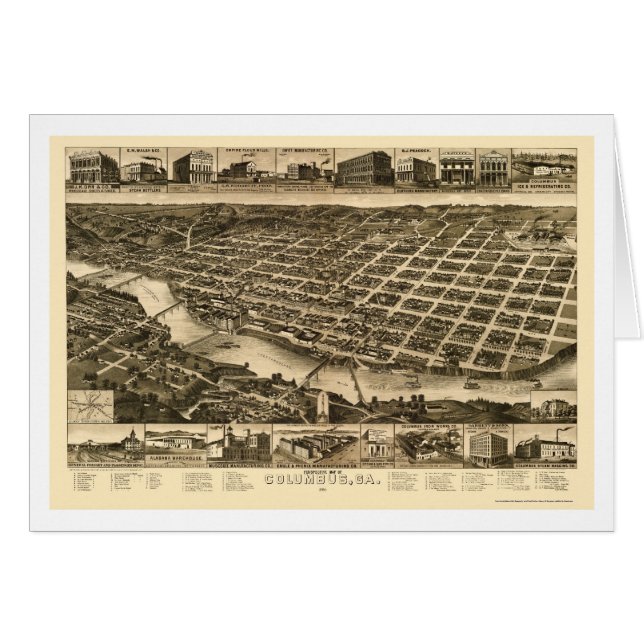 Columbus, mapa panorámico del GA - 1886 (Anverso (Horizontal))