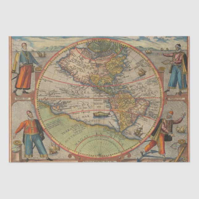 Columbus Vespucci Magellan Pizzaro Papel Tejido (Anverso)