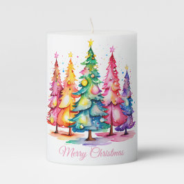 Columna Vela de árbol de navidad color agua rosa