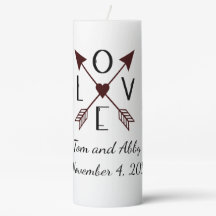 Vela de boda personalizada con flechas de amor