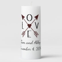 Vela de boda personalizada con flechas de amor