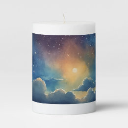 Columna Vela de cielo de noche iluminada por luna