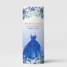 Vela de pilar azul floral Quinceañera