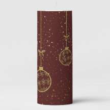Vela de pilar de Navidad con adorno de color rojo 