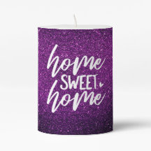 Vela del pilar de hogar morado Purpurina hogar dul