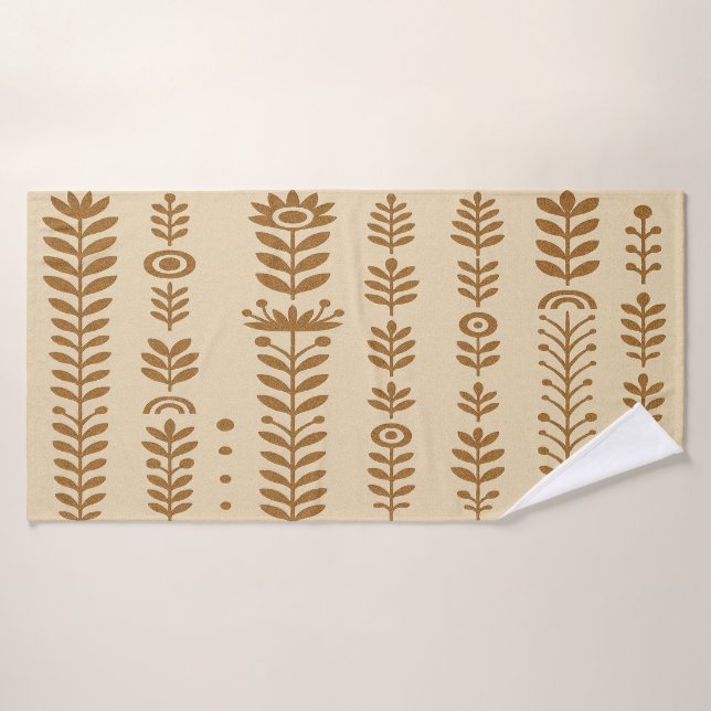 Columnas botánicas beige y marrón de la Tierra (Toalla de baño)