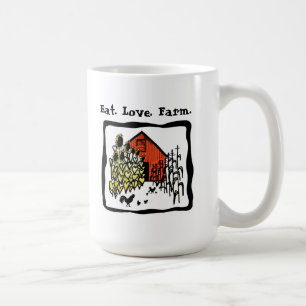 Coma. Amor. Granja. Taza de café