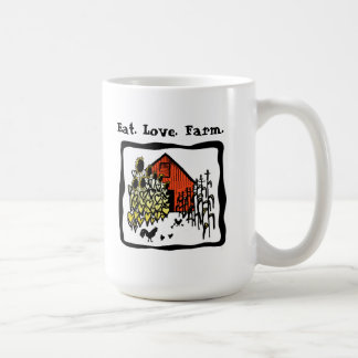 Coma. Amor. Granja. Taza de café