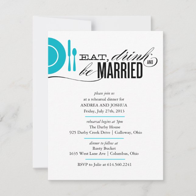 Coma, bebe y sé casado. Invitación a la cena (Anverso)