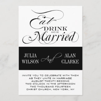 Coma, bebida y esté casado casando invitaciones