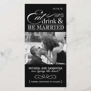 Coma, bebida y sea reserva casada las tarjetas de