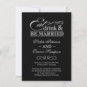 Coma bebidas y sé casada invitaciones a la boda