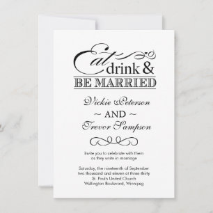 Coma bebidas y sé casada invitaciones a la boda