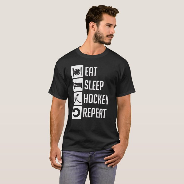 Coma, duerma, hockey, camisetas de la repetición (Anverso completo)