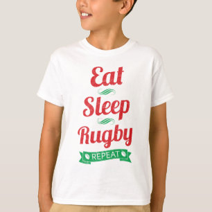 Coma, duerma, rugbi, camiseta de la repetición