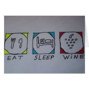 coma, duerma, wine tarjeta