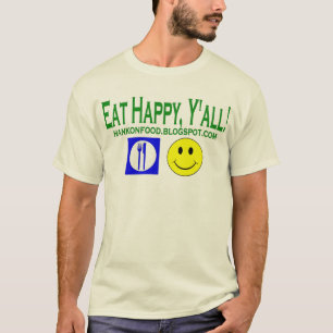 ¡Coma feliz, usted!  ¡Hank en camiseta oficial d