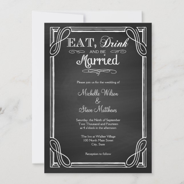 Coma la bebida y esté casado casando invitaciones (Anverso)