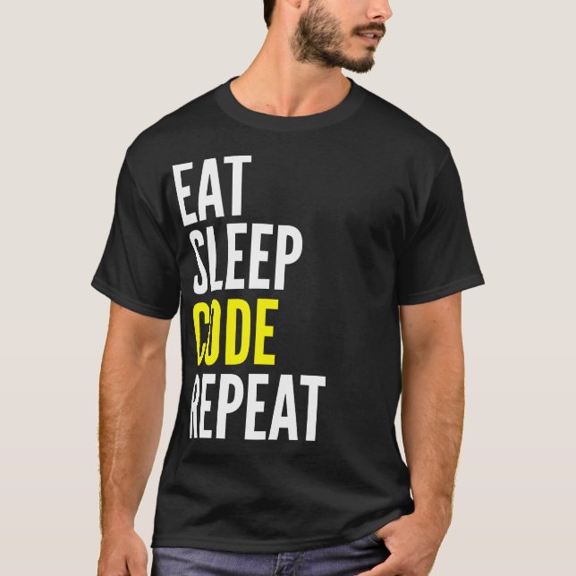 Coma la camiseta divertida de la repetición del (Anverso)