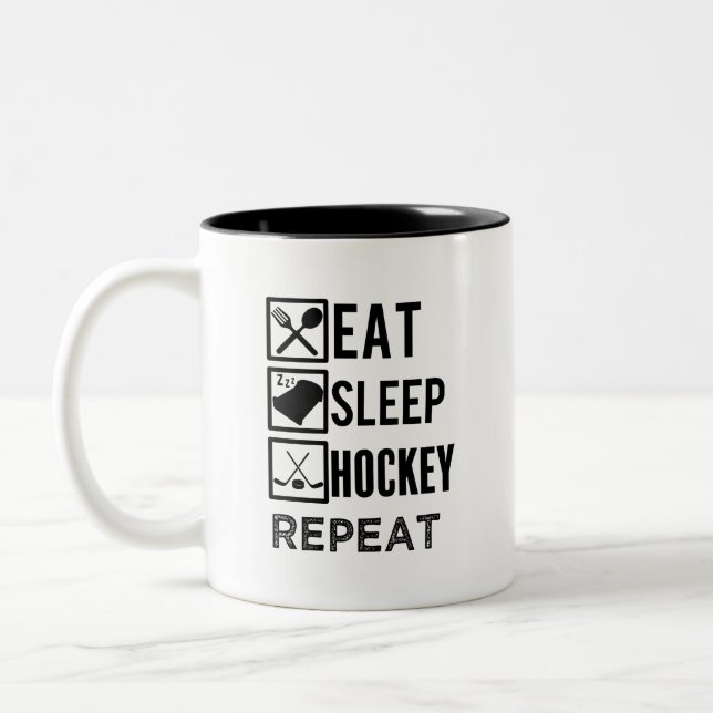 Coma la taza para hombre divertida del hockey de (Izquierda)