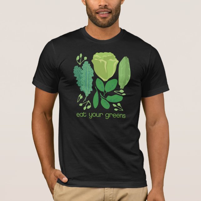 Coma su camiseta mezclada los verdes de la lechuga (Anverso)