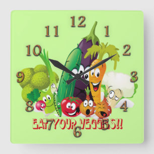Coma su reloj de pared de los veggies