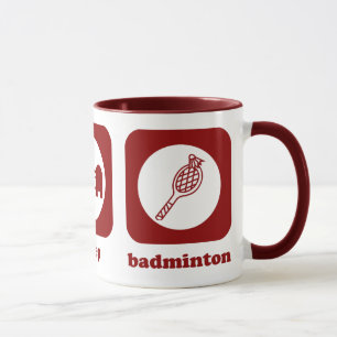Coma. Sueño. Bádminton. Taza